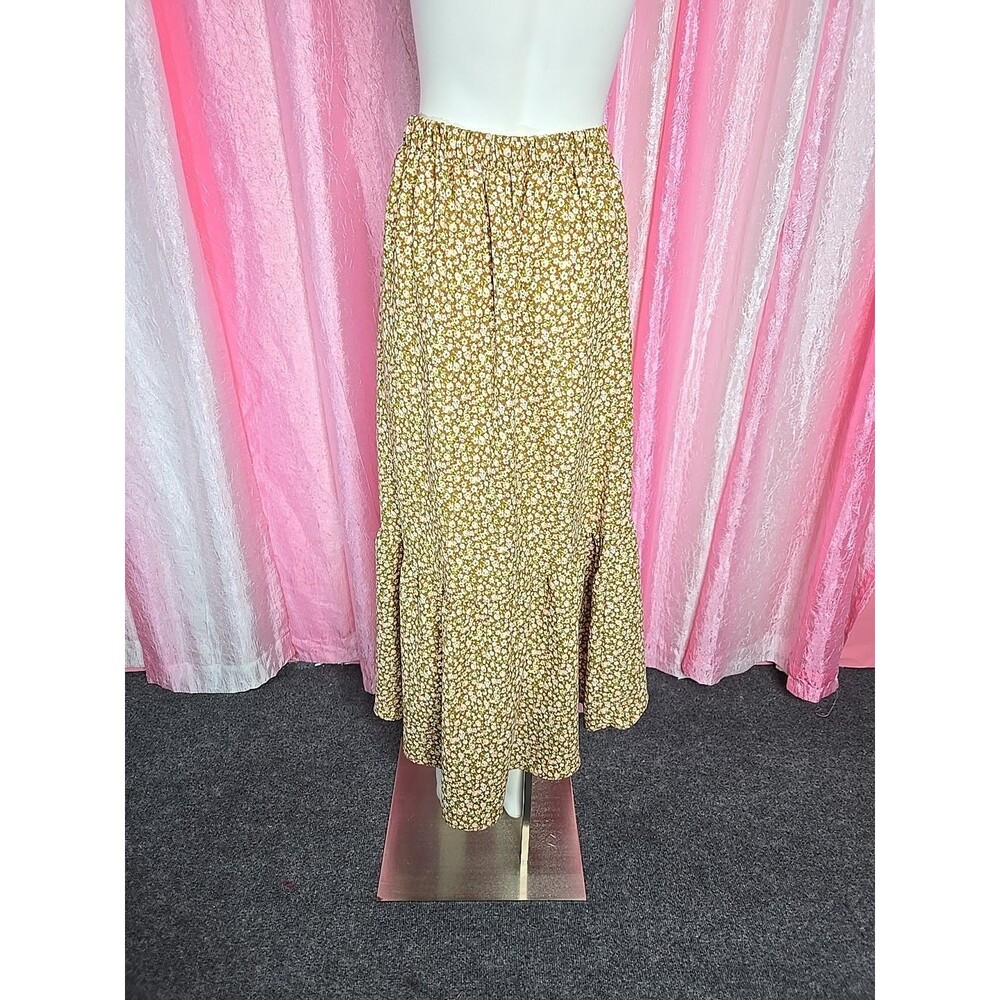 Altar'd State Brown Floral High Low Ruffle Maxi Boho Skirt Size Large - Picture 10 of 15